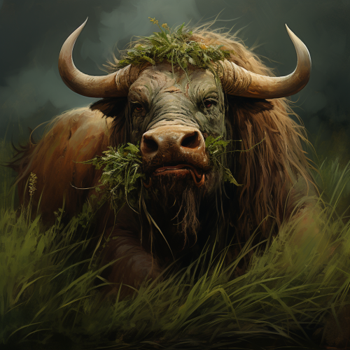 Buffalo eating grass