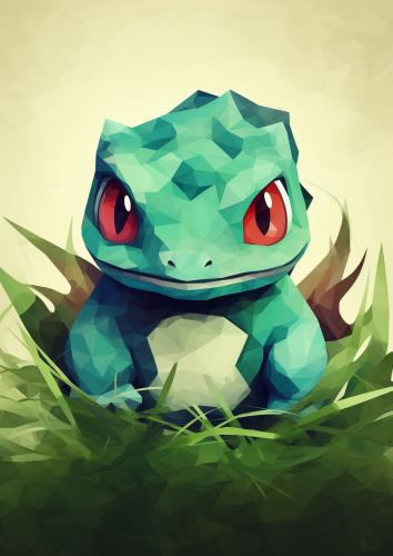 Minimalist Cubism Bulbasaur Pokemon
