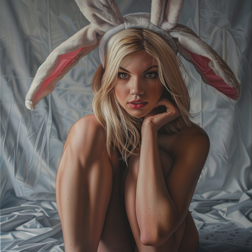 Attractive lady with bunny ears