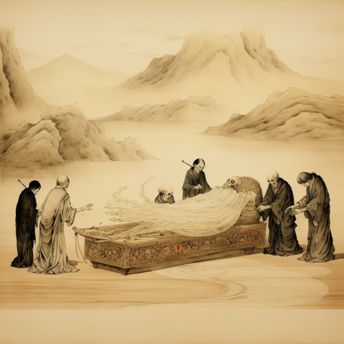 Japanese Parchment Ink Art - Burial of Seth
