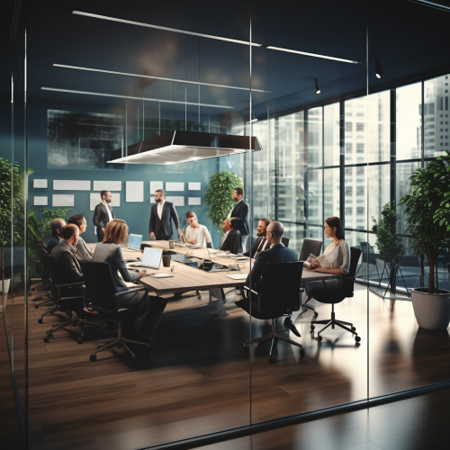 Business Meeting in Office Space