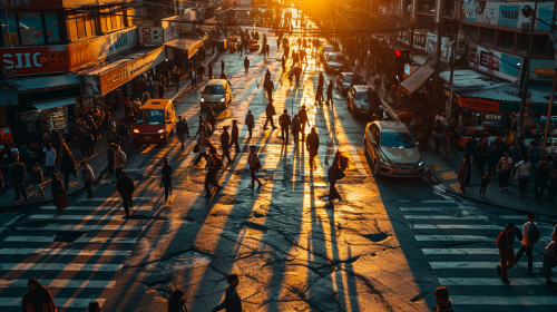 Crowded Intersection in Moscow with People Walking Crowded Intersection in Moscow with People Walking