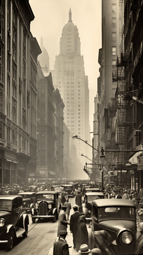 1930s busy city street