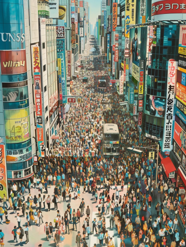 modern society crowd rush hour