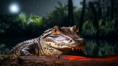Caiman at Night in Cuyabeno Reserve