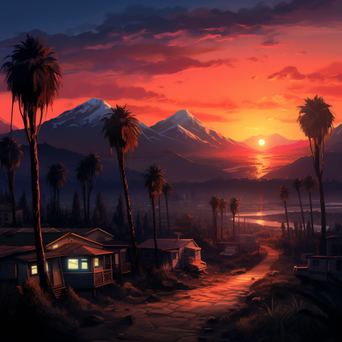 Beautiful mobile homes in California with mountain backdrop