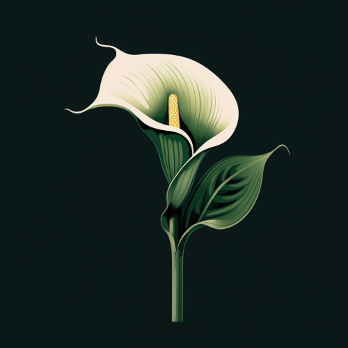 Vibrant calla lilly illustration in black, white, and green Vibrant calla lilly illustration in black, white, and green