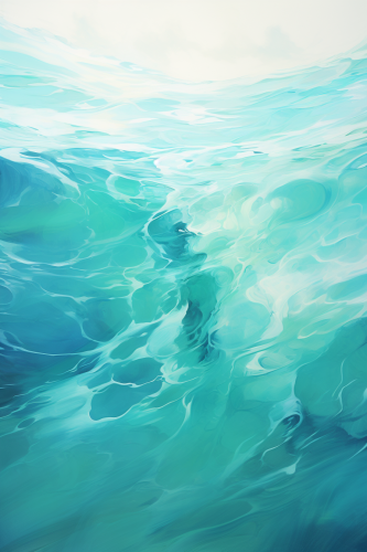 Translucent swimmer in serene ocean