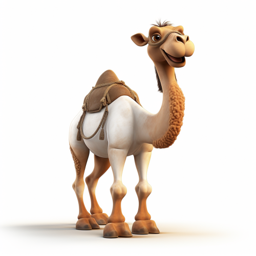 Cartoon-style camel in Pixar animation