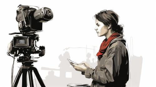 Camera woman conducting captivating interview