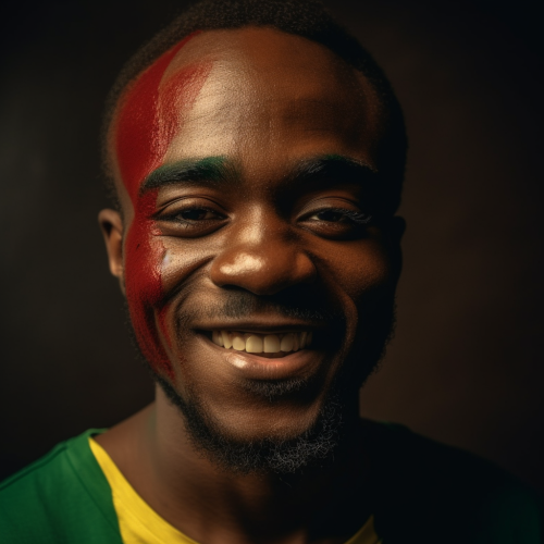 Cameroon Beautiful Man Celebrating with Flag Cameroon Beautiful Man Celebrating with Flag