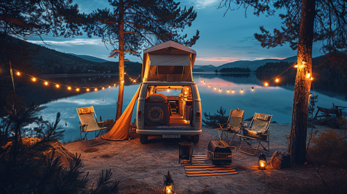 Oldschool Camping Van Tent Lights