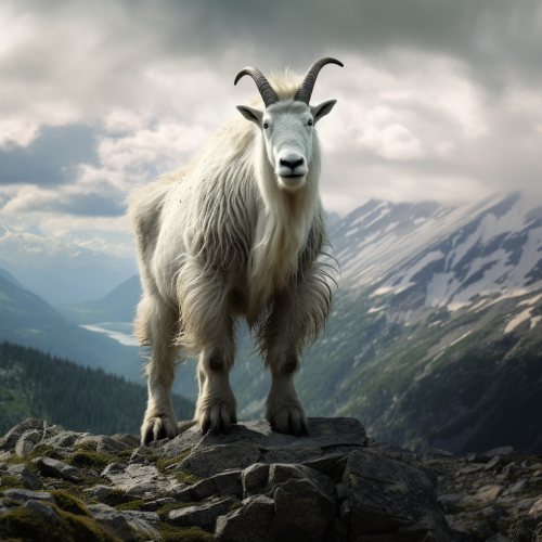 Majestic wild Canadian mountain goat on mantle  ? Majestic wild Canadian mountain goat on mantle  ?