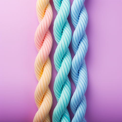 Candy-colored twisted ropes on pastel background