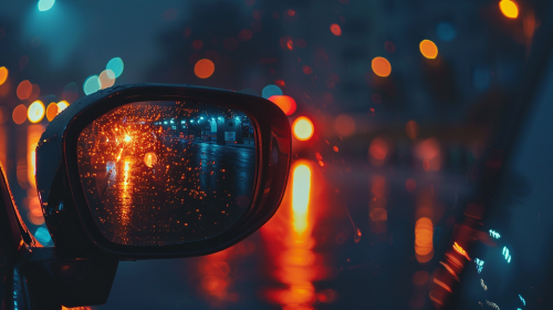 Car rearview mirror ball light reflection