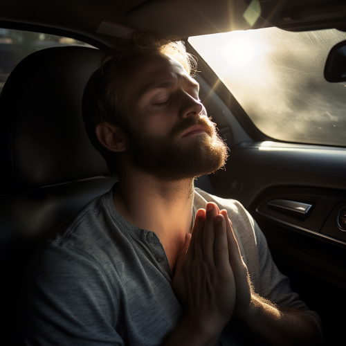 Man in Car Praying