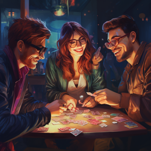 Group of people playing card game