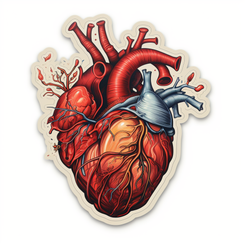 Cardiology sticker showcasing heart health symbols