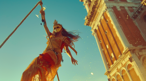 Female on Swing at Venice Carnival
