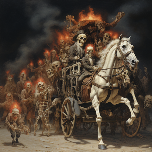 Spooky Carnival with Skeleton Horses Pulling Stagecoach