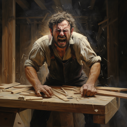 Carpenter expressing frustration with tears Carpenter expressing frustration with tears