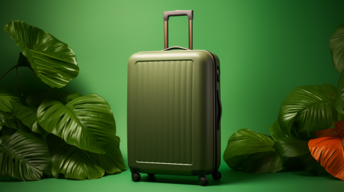 Carry-On luggage against green background