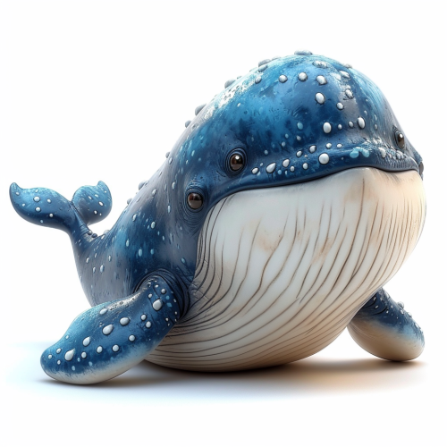 Cartoon 3D Water Animal Wale White Background