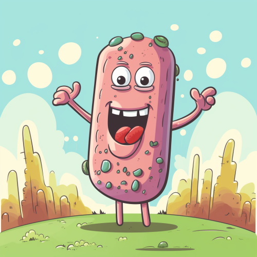Happy cartoon bacteria probiotic