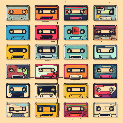 Colorful cartoon cassette tape illustration