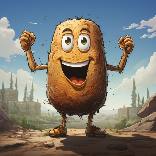 Cartoon Crossfitter Potato in action