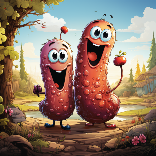 Two Female Earthworms with Long Tails