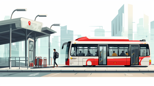 Cartoon Full Body Bus Station Image