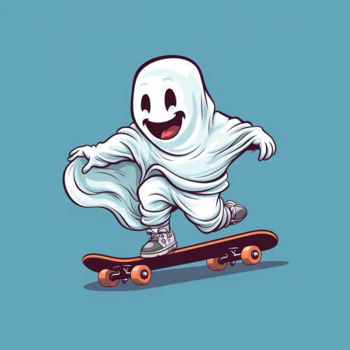 Cartoon ghost riding a skateboard Cartoon ghost riding a skateboard