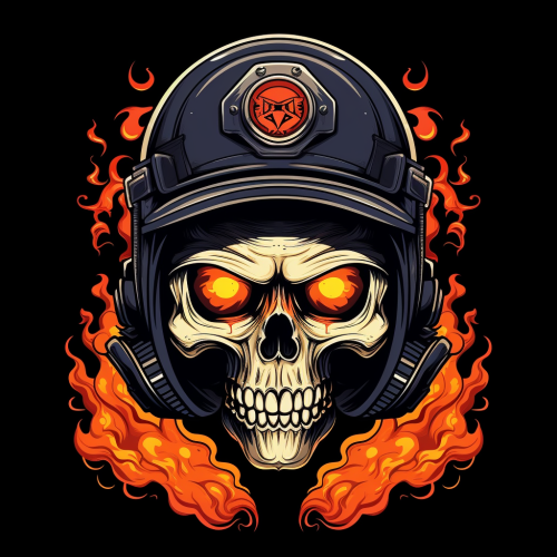 Cartoon skull firefighter illustration