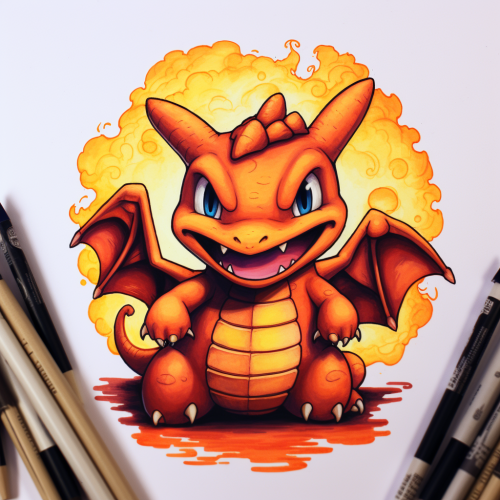 Captivating cartoon-style Charizard illustration
