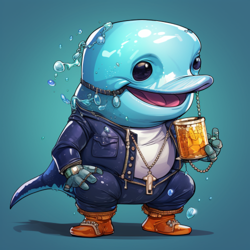 Cartoon rapper whale drinking water