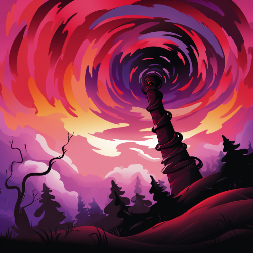 Cartoon tornado draining energy from surroundings