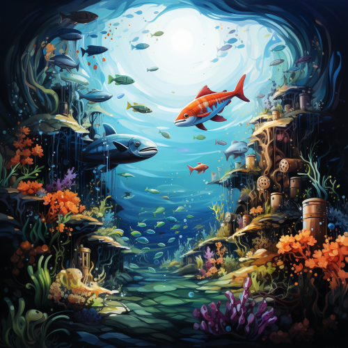 Colorful fish and coral in underwater scene