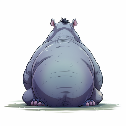 Cartoon hippo sitting from behind