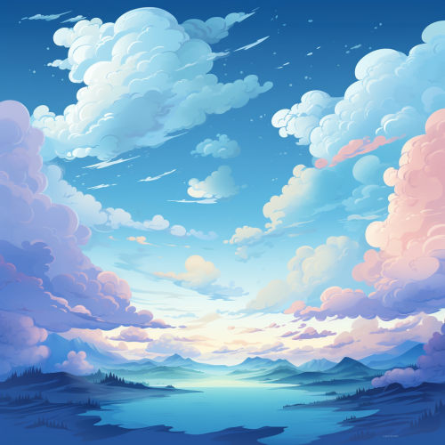 Cartoon sky background with clouds