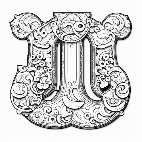 Cartoon-style letter U coloring page