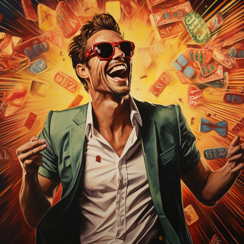 Happy person winning at a casino