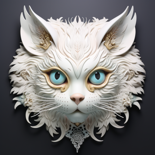 Fluffy white cat owl in nature