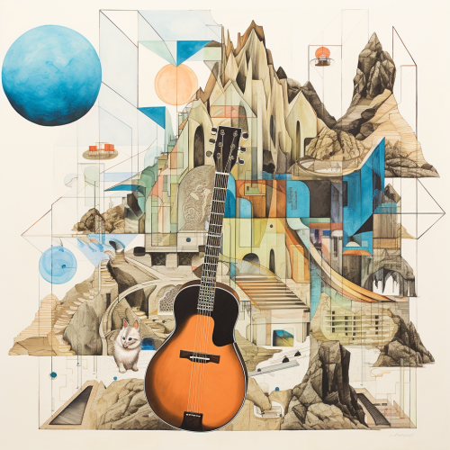 Cat playing guitar with clusterwink shells Cat playing guitar with clusterwink shells