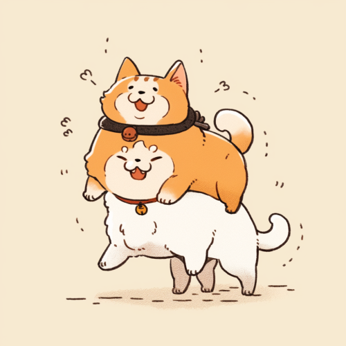 Cute cat riding a dog Cute cat riding a dog