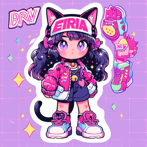 Cat Servical Anime Akira Sticker Retrowave Bratz Dolls
