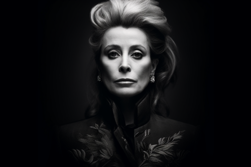 Portrait of Catherine Deneuve in a Classy Burlesque Interior