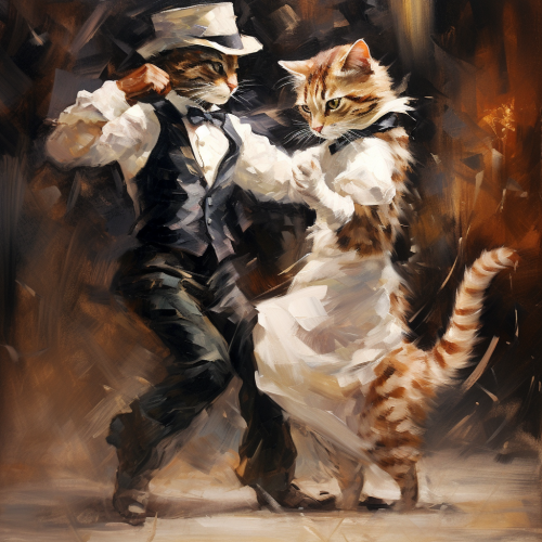 Cats dancing tango together