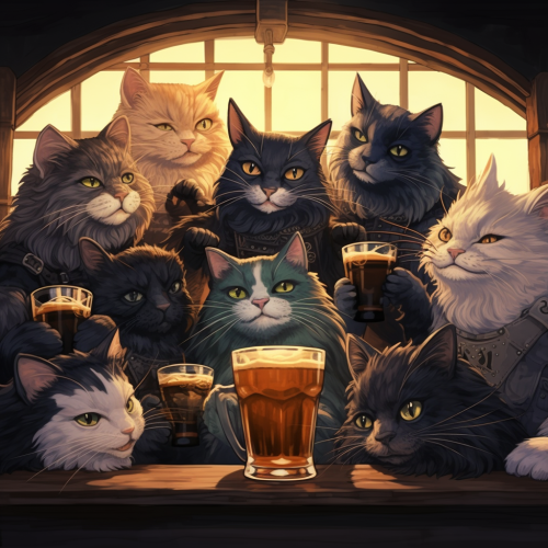 Cat-filled American Beer Package Illustration