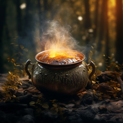Meticulous Photorealistic Still Life Cauldron Bonfire